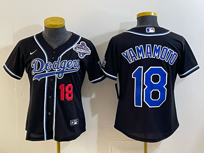 Youth 2026 Los Angeles Dodgers #18 Yamamoto Black Game Nike MLB Jersey style 007->youth mlb jersey->Youth Jersey
